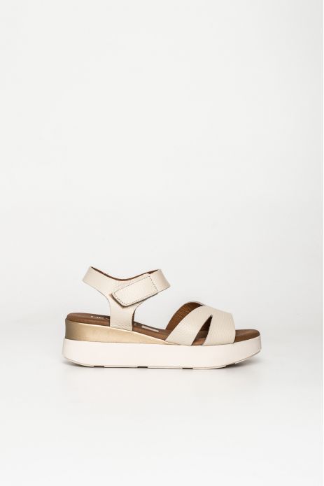 SANDALIA CUÑA PIEL VELCRO