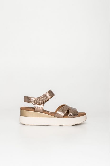 SANDALIA CUÑA PIEL VELCRO