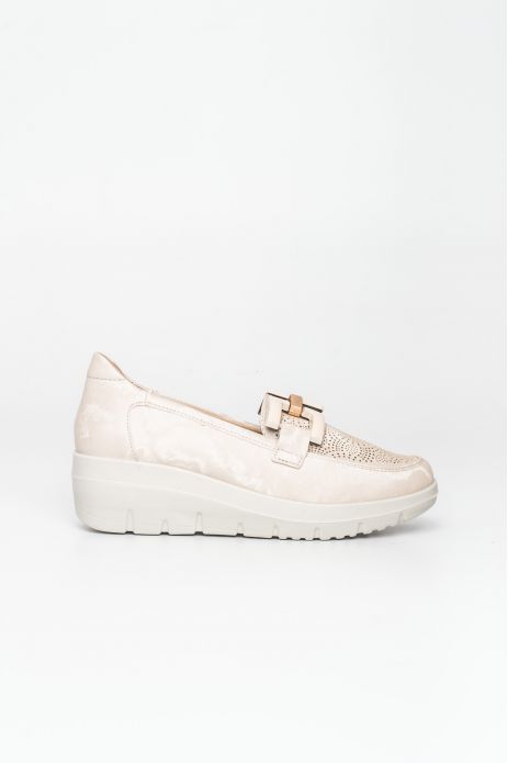 MOCASÍN CUÑA HEBILLA COMBINADO