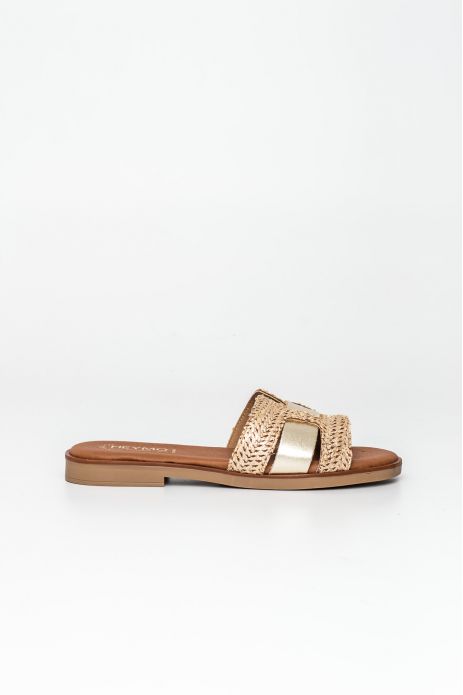 SANDALIA PALA PIEL CON RAFIA