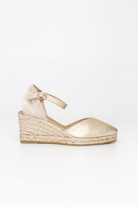 SANDALIA PIEL YUTE METALIZADA
