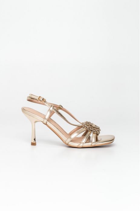 SANDALIA TACÓN DETALLE FLOR...