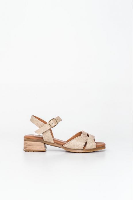 SANDALIA PIEL TACÓN COMBINADA
