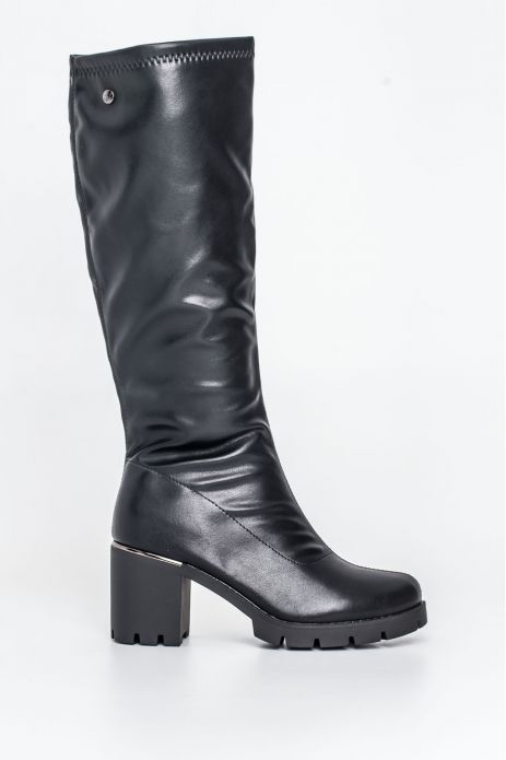 BOTA TACÓN PLATAFORMA NEGRA